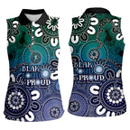 NAIDOC Week 2024 Fire Burning Women Sleeveless Polo Shirt Aboriginal Dots Blue Art