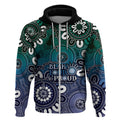 NAIDOC Week 2024 Fire Burning Zip Hoodie Aboriginal Dots Blue Art
