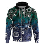 NAIDOC Week 2024 Fire Burning Zip Hoodie Aboriginal Dots Blue Art