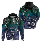 NAIDOC Week 2024 Fire Burning Zip Hoodie Aboriginal Dots Blue Art