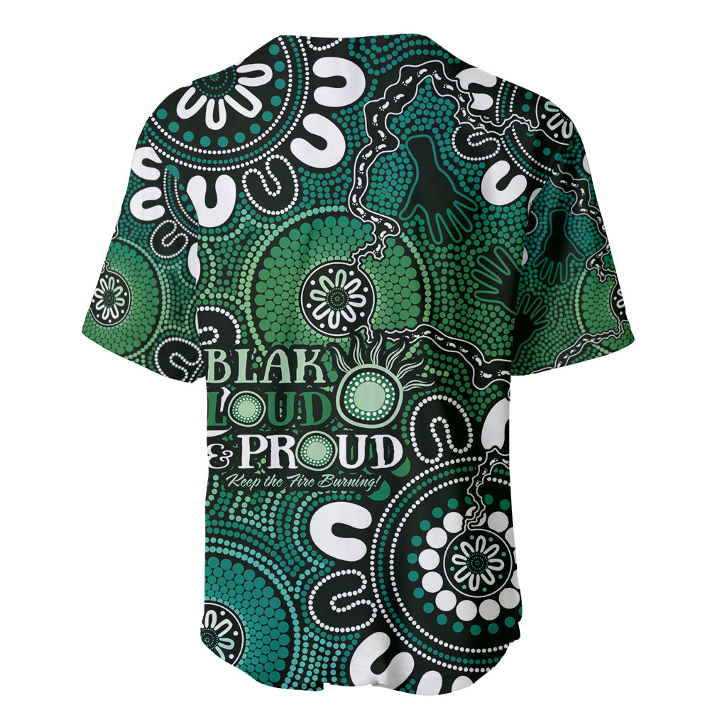 NAIDOC Week 2024 Fire Burning Baseball Jersey Aboriginal Dots Green Art
