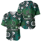NAIDOC Week 2024 Fire Burning Baseball Jersey Aboriginal Dots Green Art