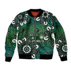 NAIDOC Week 2024 Fire Burning Bomber Jacket Aboriginal Dots Green Art