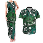NAIDOC Week 2024 Fire Burning Couples Matching Tank Maxi Dress and Hawaiian Shirt Aboriginal Dots Green Art
