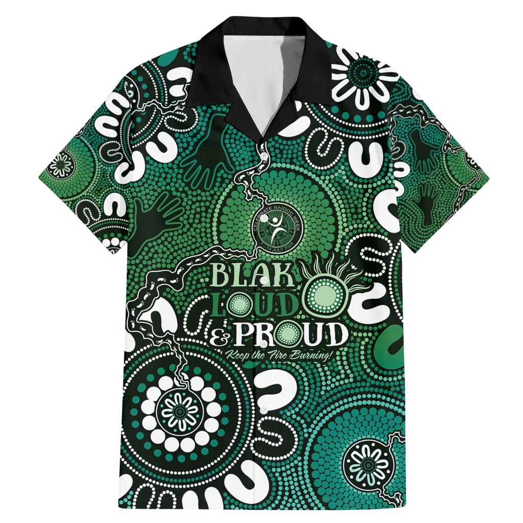 NAIDOC Week 2024 Fire Burning Family Matching Mermaid Dress and Hawaiian Shirt Aboriginal Dots Green Art