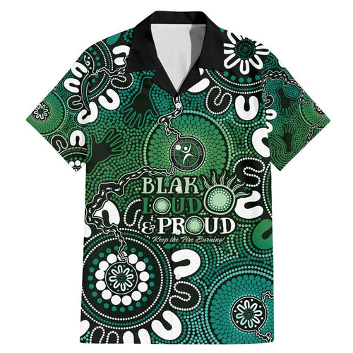 NAIDOC Week 2024 Fire Burning Family Matching Mermaid Dress and Hawaiian Shirt Aboriginal Dots Green Art