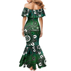 NAIDOC Week 2024 Fire Burning Family Matching Mermaid Dress and Hawaiian Shirt Aboriginal Dots Green Art