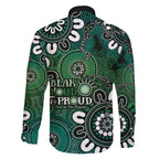NAIDOC Week 2024 Fire Burning Family Matching Off Shoulder Short Dress and Hawaiian Shirt Aboriginal Dots Green Art