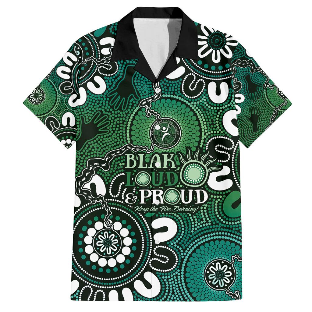 NAIDOC Week 2024 Fire Burning Family Matching Puletasi and Hawaiian Shirt Aboriginal Dots Green Art