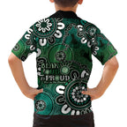 NAIDOC Week 2024 Fire Burning Family Matching Short Sleeve Bodycon Dress and Hawaiian Shirt Aboriginal Dots Green Art