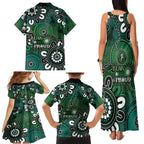NAIDOC Week 2024 Fire Burning Family Matching Tank Maxi Dress and Hawaiian Shirt Aboriginal Dots Green Art