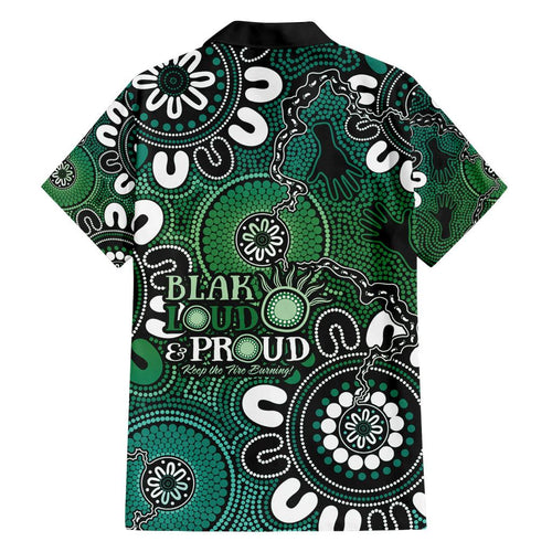 NAIDOC Week 2024 Fire Burning Family Matching Tank Maxi Dress and Hawaiian Shirt Aboriginal Dots Green Art
