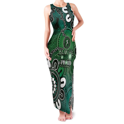 NAIDOC Week 2024 Fire Burning Family Matching Tank Maxi Dress and Hawaiian Shirt Aboriginal Dots Green Art
