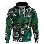 NAIDOC Week 2024 Fire Burning Hoodie Aboriginal Dots Green Art