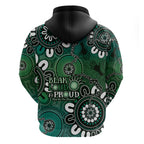 NAIDOC Week 2024 Fire Burning Hoodie Aboriginal Dots Green Art
