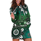 NAIDOC Week 2024 Fire Burning Hoodie Dress Aboriginal Dots Green Art