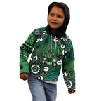 NAIDOC Week 2024 Fire Burning Kid Hoodie Aboriginal Dots Green Art