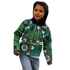 NAIDOC Week 2024 Fire Burning Kid Hoodie Aboriginal Dots Green Art