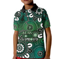 NAIDOC Week 2024 Fire Burning Kid Polo Shirt Aboriginal Dots Green Art
