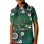 NAIDOC Week 2024 Fire Burning Kid Polo Shirt Aboriginal Dots Green Art