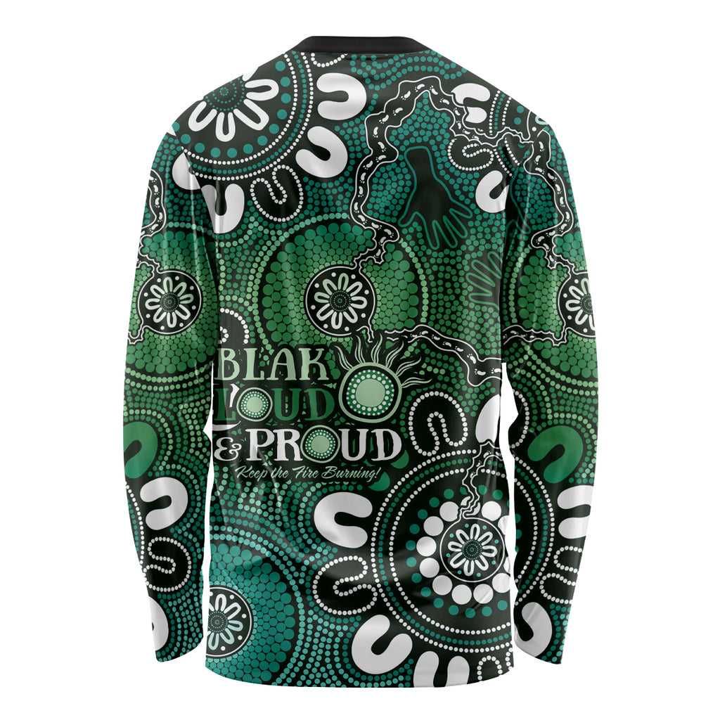 NAIDOC Week 2024 Fire Burning Long Sleeve Shirt Aboriginal Dots Green Art