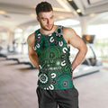NAIDOC Week 2024 Fire Burning Men Tank Top Aboriginal Dots Green Art