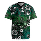 NAIDOC Week 2024 Fire Burning Rugby Jersey Aboriginal Dots Green Art