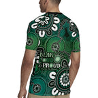 NAIDOC Week 2024 Fire Burning Rugby Jersey Aboriginal Dots Green Art