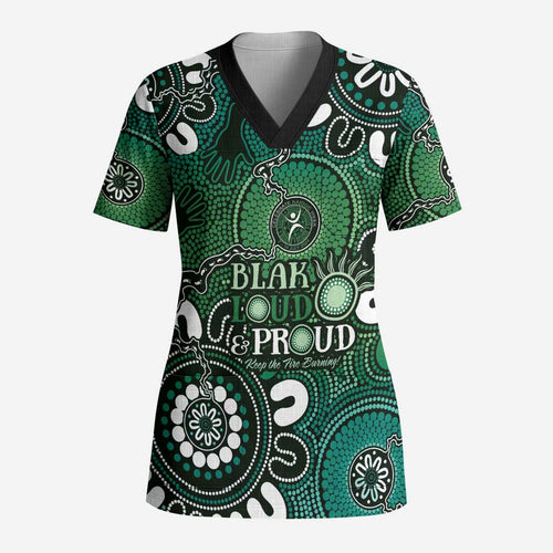 NAIDOC Week 2024 Fire Burning Scrub Top Aboriginal Dots Green Art - Aussie Hoodie