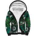NAIDOC Week 2024 Fire Burning Sherpa Hoodie Aboriginal Dots Green Art