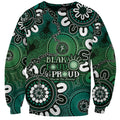 NAIDOC Week 2024 Fire Burning Sweatshirt Aboriginal Dots Green Art