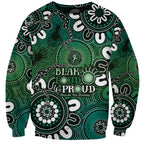 NAIDOC Week 2024 Fire Burning Sweatshirt Aboriginal Dots Green Art