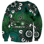 NAIDOC Week 2024 Fire Burning Sweatshirt Aboriginal Dots Green Art