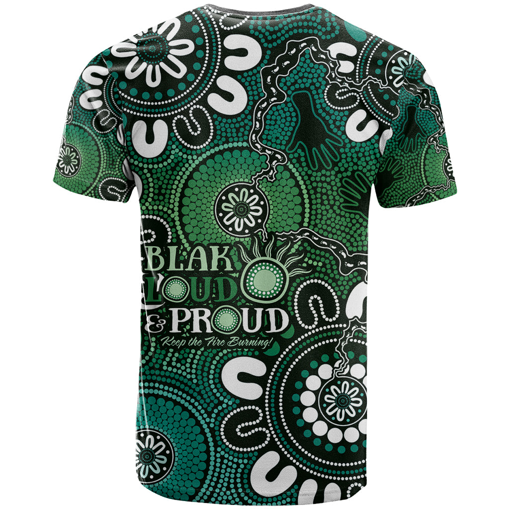 NAIDOC Week 2024 Fire Burning T Shirt Aboriginal Dots Green Art