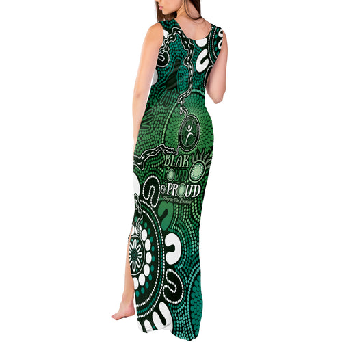 NAIDOC Week 2024 Fire Burning Tank Maxi Dress Aboriginal Dots Green Art