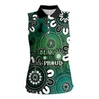 NAIDOC Week 2024 Fire Burning Women Sleeveless Polo Shirt Aboriginal Dots Green Art