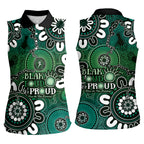 NAIDOC Week 2024 Fire Burning Women Sleeveless Polo Shirt Aboriginal Dots Green Art