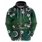 NAIDOC Week 2024 Fire Burning Zip Hoodie Aboriginal Dots Green Art