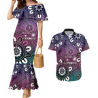 NAIDOC Week 2024 Fire Burning Couples Matching Mermaid Dress and Hawaiian Shirt Aboriginal Dots Pink Art