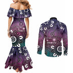 NAIDOC Week 2024 Fire Burning Couples Matching Mermaid Dress and Long Sleeve Button Shirt Aboriginal Dots Pink Art