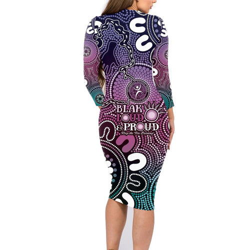 NAIDOC Week 2024 Fire Burning Family Matching Long Sleeve Bodycon Dress and Hawaiian Shirt Aboriginal Dots Pink Art