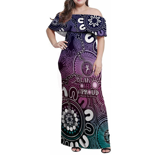 NAIDOC Week 2024 Fire Burning Family Matching Off Shoulder Maxi Dress and Hawaiian Shirt Aboriginal Dots Pink Art