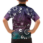 NAIDOC Week 2024 Fire Burning Family Matching Off Shoulder Short Dress and Hawaiian Shirt Aboriginal Dots Pink Art