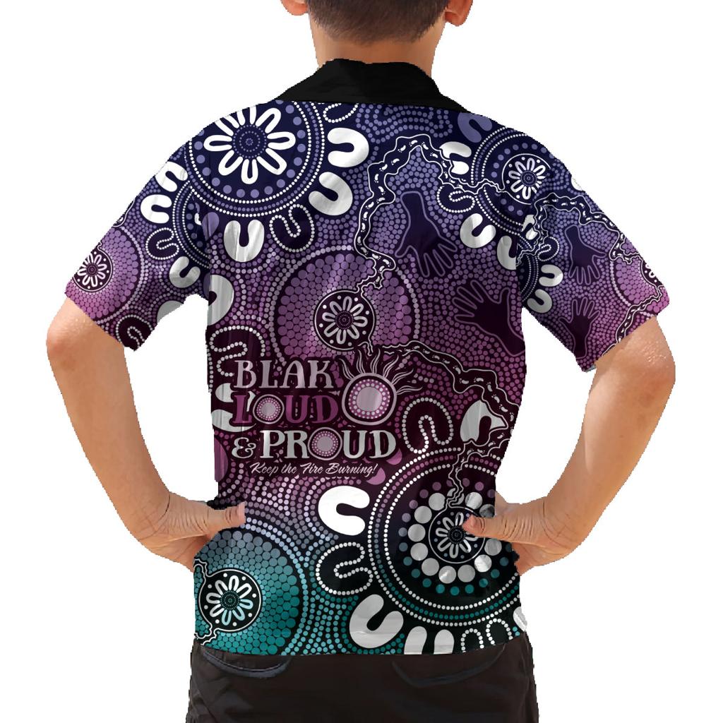 NAIDOC Week 2024 Fire Burning Family Matching Off Shoulder Short Dress and Hawaiian Shirt Aboriginal Dots Pink Art