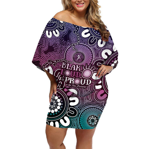 NAIDOC Week 2024 Fire Burning Family Matching Off Shoulder Short Dress and Hawaiian Shirt Aboriginal Dots Pink Art