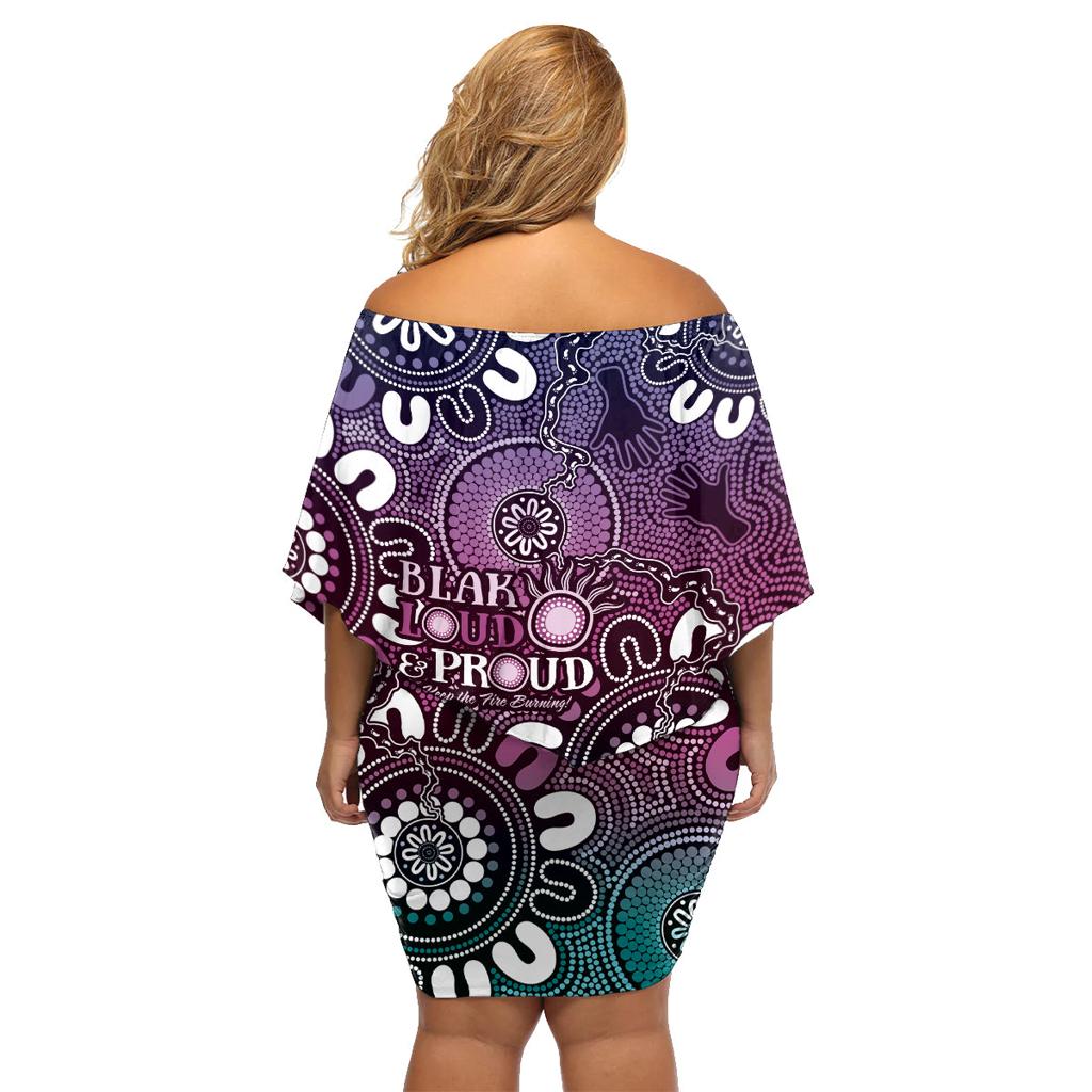 NAIDOC Week 2024 Fire Burning Family Matching Off Shoulder Short Dress and Hawaiian Shirt Aboriginal Dots Pink Art