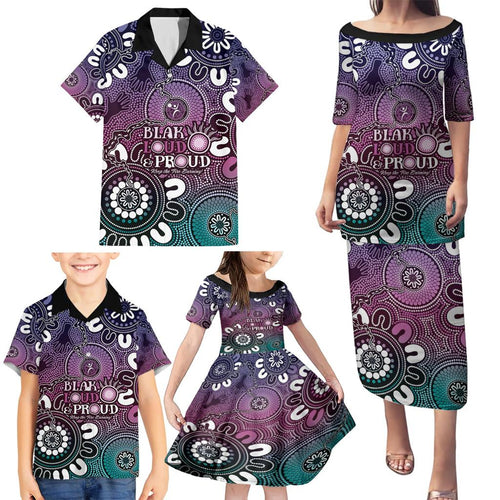 NAIDOC Week 2024 Fire Burning Family Matching Puletasi and Hawaiian Shirt Aboriginal Dots Pink Art