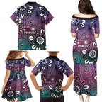 NAIDOC Week 2024 Fire Burning Family Matching Puletasi and Hawaiian Shirt Aboriginal Dots Pink Art