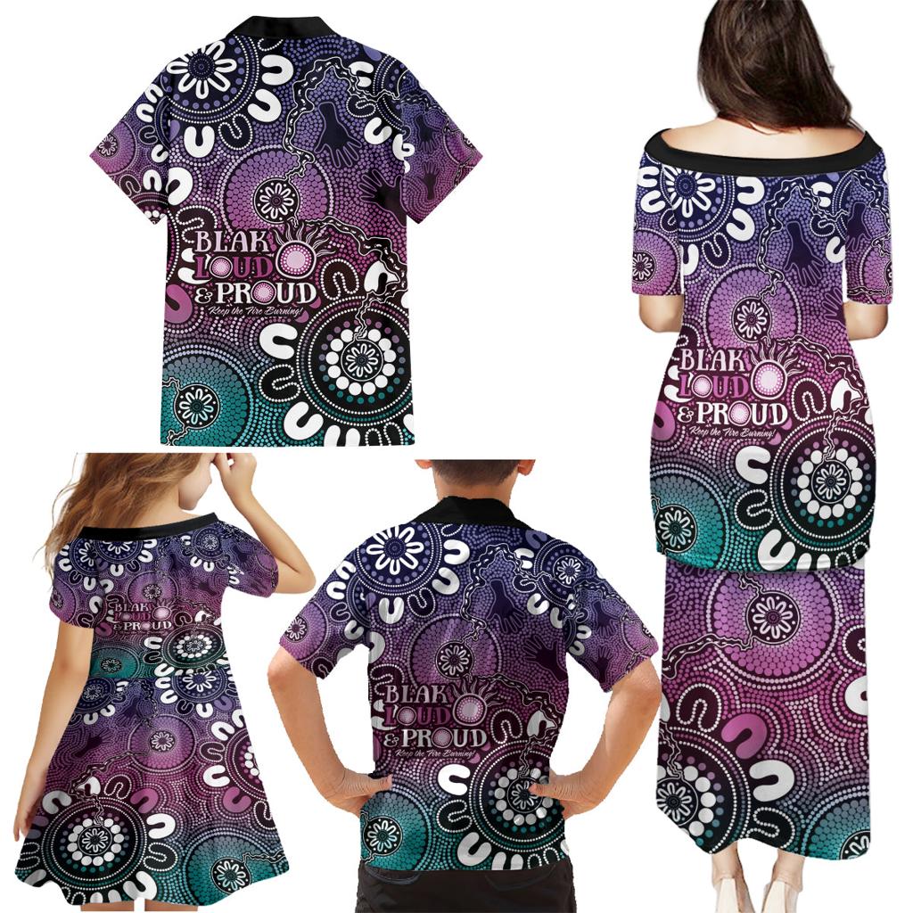NAIDOC Week 2024 Fire Burning Family Matching Puletasi and Hawaiian Shirt Aboriginal Dots Pink Art