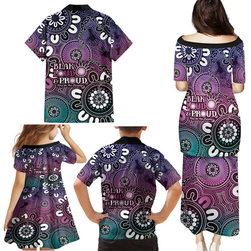NAIDOC Week 2024 Fire Burning Family Matching Puletasi and Hawaiian Shirt Aboriginal Dots Pink Art